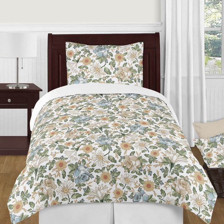 Sweet Jojo Designs Vintage Floral Blue And Yellow Collection Twin
